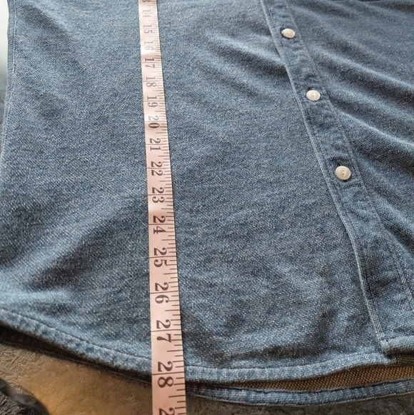 Faherty 100%Cotton Men's Blue Long Sleeve Indigo Dyed Button DownSweater Shirt L - Picture 10 of 12